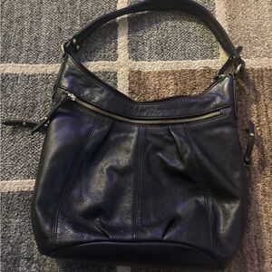 Clarks Black Pebbled Leather Shoulder Bag with Front Zip